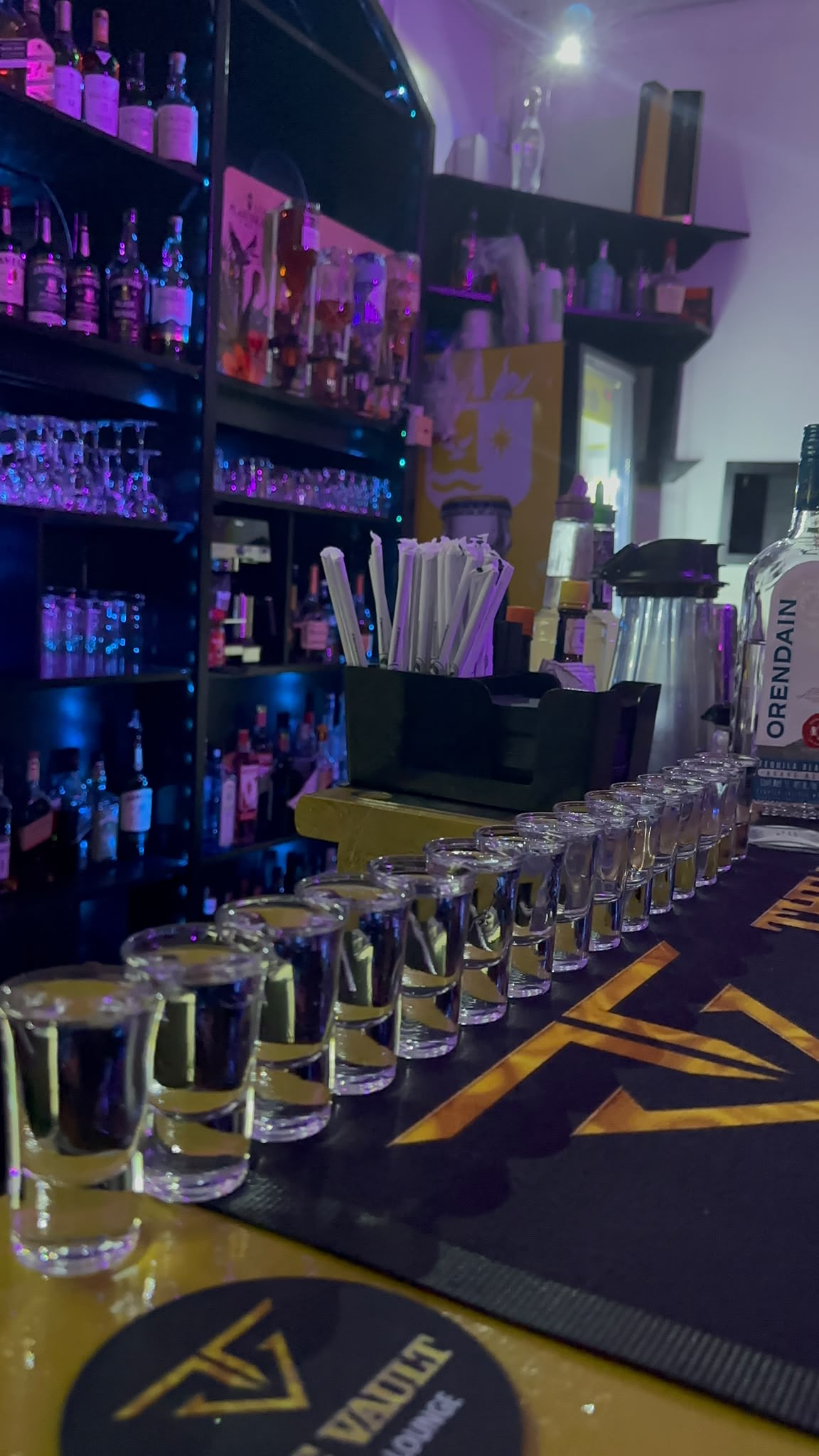 A lineup of shots at The Vault